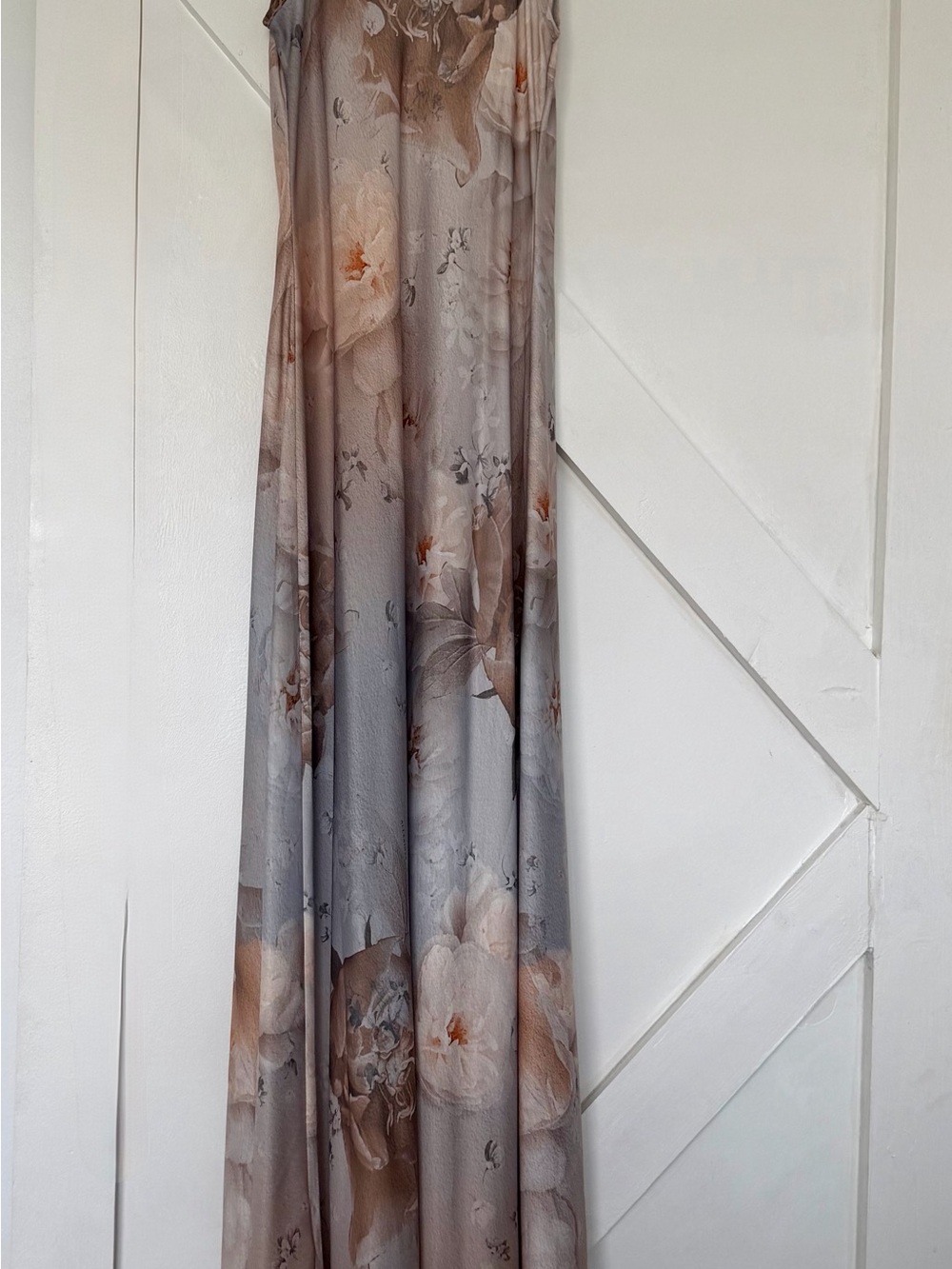 All Saints Floral Print Maxi Skirt in Taupe and Gray
